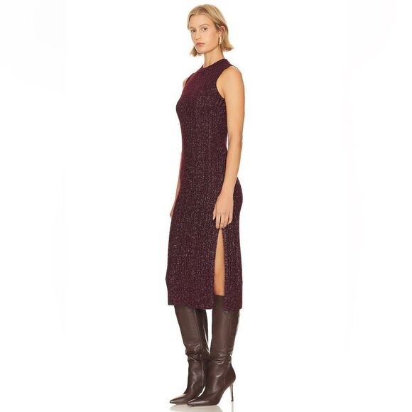 NWT PAIGE Marium Knit Sleeveless Dress in Burgundy Sparkle - Picture 5 of 12